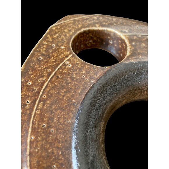 OREGON TOM ROHR ART POTTERY CERAMIC GEAR Large Footed Triangle SCULPTURE SIGNED - Picture 7 of 11